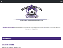 Tablet Screenshot of pasadenasoccerclub.com